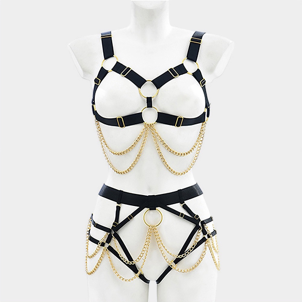 Sexy Black and Gold Harness Set, VALENTINES 💘 SALE